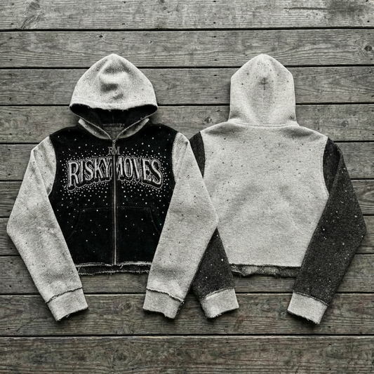 Grey and black hoodie & short set with logo