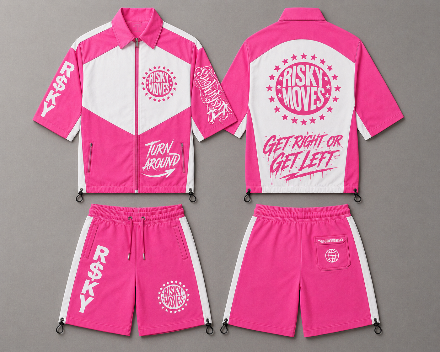 Risky Moves (Pink & Black) windbreaker zip up